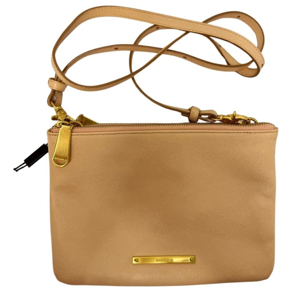 Brahmin Perri Double Zip Top Crossbody Beige